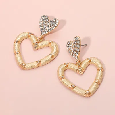 Fashnzfab Thread Wrapped Open Heart Drop Dangle Earrings In Silver