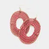 Fashnzfab Thread Wrapped Open Oval Dangle Earrings - Pink In Pink