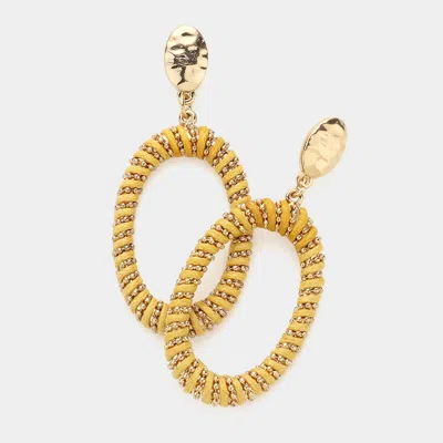 Fashnzfab Thread Wrapped Oval Hoop Earrings In Gold