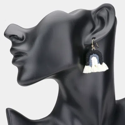 Fashnzfab Thread Wrapped Pointed Tassel Dangle Earrings - Black In Metallic