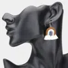 Fashnzfab Thread Wrapped Pointed Tassel Dangle Earrings - Brown In Black
