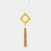 Fashnzfab Thread Wrapped Square Hoop Drop Chain Tassel Necklace In Gold