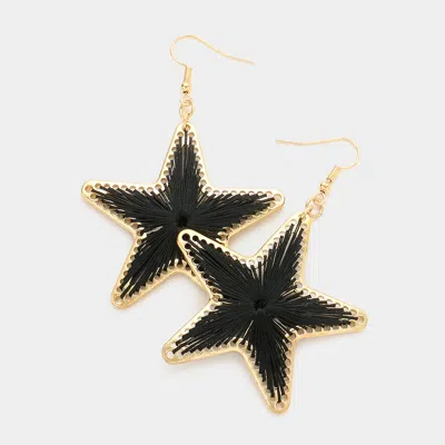 Fashnzfab Thread Wrapped Star Dangle Earrings - Black