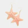 Fashnzfab Thread Wrapped Star Dangle Earrings - Coral In Pink