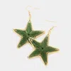 Fashnzfab Thread Wrapped Star Dangle Earrings - Olive Green In Green