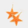 Fashnzfab Thread Wrapped Star Dangle Earrings - Orange In Orange