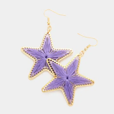 Fashnzfab Thread Wrapped Star Dangle Earrings - Purple