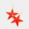 Fashnzfab Thread Wrapped Star Dangle Earrings - Red In Red