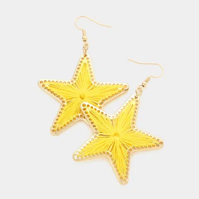Fashnzfab Thread Wrapped Star Dangle Earrings - Yellow In Gold