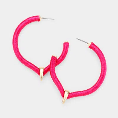 Fashnzfab Threaded Coiled Earrings - Fuchsia, Gold In Pink