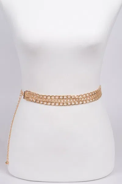 Fashnzfab Three Layer Fashion Chain Belt In Gold