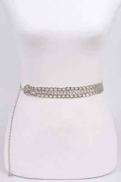 Fashnzfab Three Layer Fashion Chain Belt In Silver