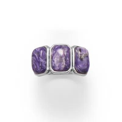 Fashnzfab Three Times A Charm! Charoite Ring In Purple