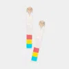 Fashnzfab Three Tone Pointed Celluloid Acetate Rectangle Dangle Earrings - Ivory In Multi