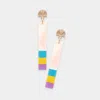 Fashnzfab Three Tone Pointed Celluloid Acetate Rectangle Dangle Earrings - Pink In Multi