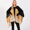 Fashnzfab Three Tones Ruana Poncho In Multi