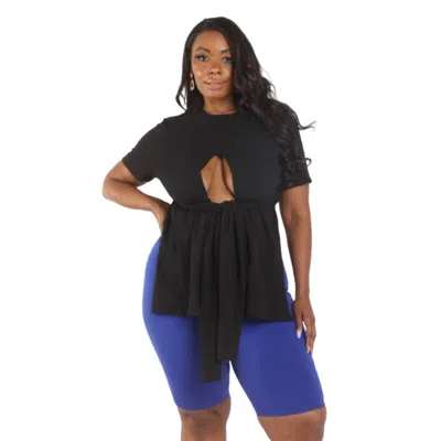 Fashnzfab Tie Detailed Slit T Shirt In Black