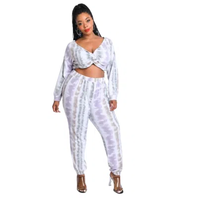 Fashnzfab Tie Die Off Shoulder Set In Multi