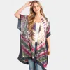 Fashnzfab Tie Dye Boho Printed Cover Up Kimono Poncho In Multi
