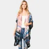 Fashnzfab Tie Dye Boho Printed Cover Up Kimono Poncho In Pink
