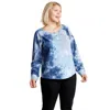 Shop Fashnzfab Tie-dye Button Front Long Raglan Sleeve Top With Raw Hem In Multi