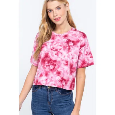 Fashnzfab Tie-dye Cotton Jersey Crop Top In Pink
