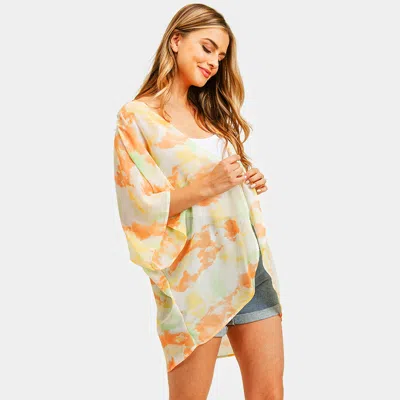 Fashnzfab Tie Dye Cover Up Kimono Poncho In Pink