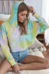Fashnzfab Tie Dye Crop Loose Pullover Hoodie