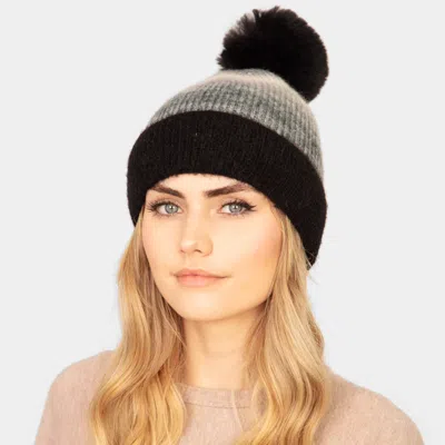 Fashnzfab Tie Dye Fleece Pom Pom Beanie Hat In Black