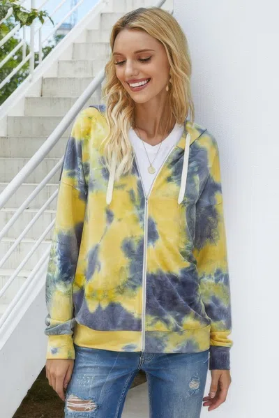 Fashnzfab Tie Dye Full Zip Drawstring Hoodie