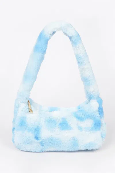 Fashnzfab Tie Dye Fur Shoulder Bag In Blue