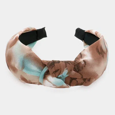 Fashnzfab Tie Dye Knot Burnout Headband In Brown