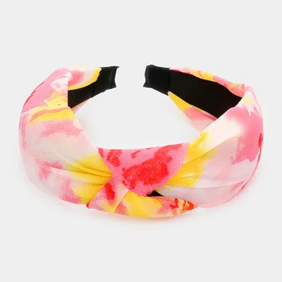 Fashnzfab Tie Dye Knot Burnout Headband In Red