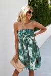 Fashnzfab Tie Dye Knot Shirred Short Tube Dress