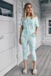 Fashnzfab Tie Dye One Shoulder Drawstring Fit Jumpsuit