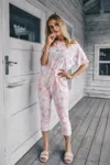 Fashnzfab Tie Dye One Shoulder Drawstring Fit Jumpsuit