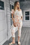 Fashnzfab Tie Dye One Shoulder Drawstring Fit Jumpsuit