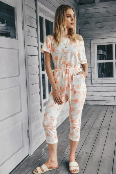 Fashnzfab Tie Dye One Shoulder Drawstring Fit Jumpsuit