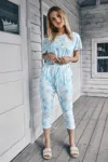 Fashnzfab Tie Dye One Shoulder Drawstring Fit Jumpsuit