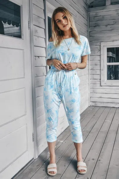 Fashnzfab Tie Dye One Shoulder Drawstring Fit Jumpsuit