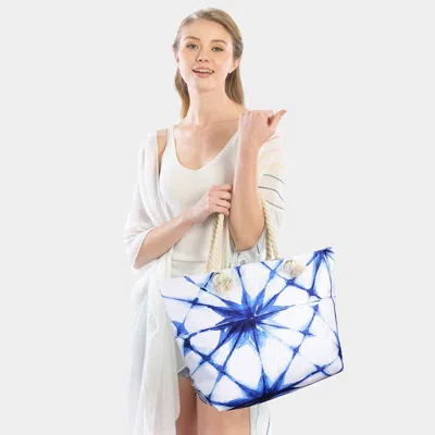 Fashnzfab Tie Dye Print Beach Tote Bag In Blue