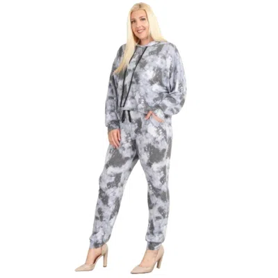 Fashnzfab Tie Dye Print Pullover Hoodie And Sweatpants In Blue