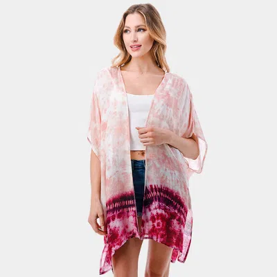 Fashnzfab Tie Dye Print Topper Poncho In Pink
