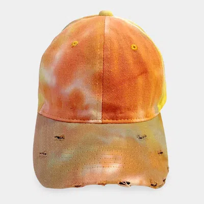 Fashnzfab Tie Dye Vintage Baseball Cap In Orange