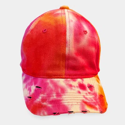 Fashnzfab Tie Dye Vintage Baseball Cap In Pink