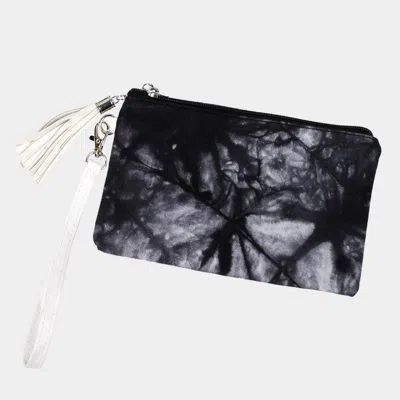 Fashnzfab Tie Dye Wristlet Pouch Bag In Black