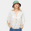 Fashnzfab Tie Eye Button Down Kimono Poncho In Blue
