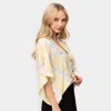 Fashnzfab Tie Eye Button Down Kimono Poncho In Yellow