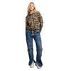 FASHNZFAB TIE FRONT BUTTON DOWN PLAID SHIRT WITH FRONT POCKET