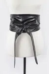Fashnzfab Tie Front Leather Belt In Black